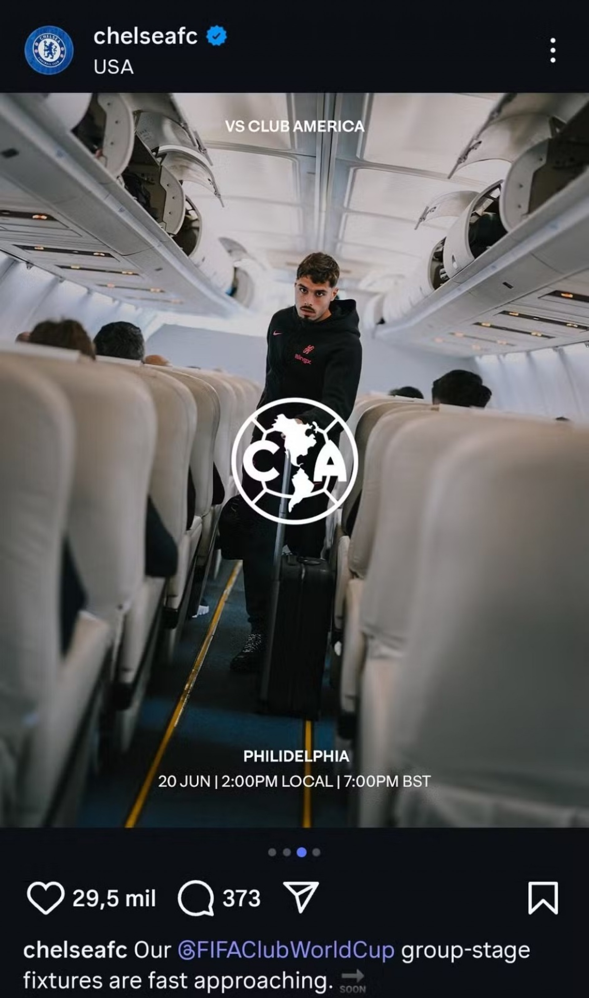 Chelsea confundiu o Flamengo com o América-MEX em publicação nas redes sociais - Reprodução