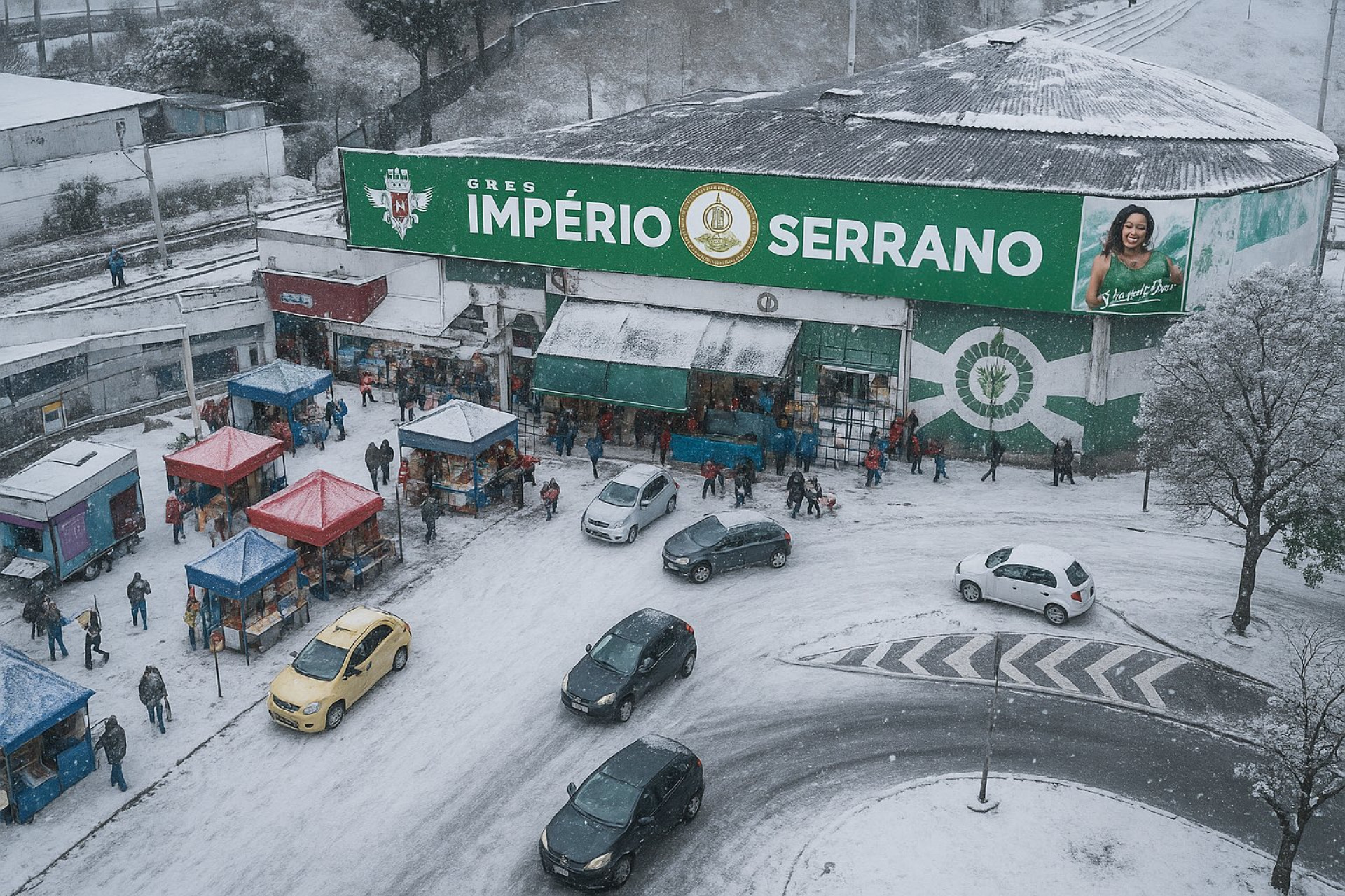 Império Serrano entrou na brincadeira e 'fez nevar' na quadra da escola - Reprodução