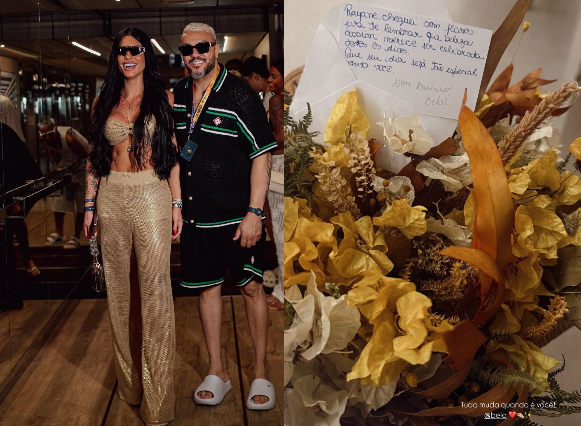 Belo surpreendeu Rayane com flores e bilhete romântico - Reprodução/Instagram