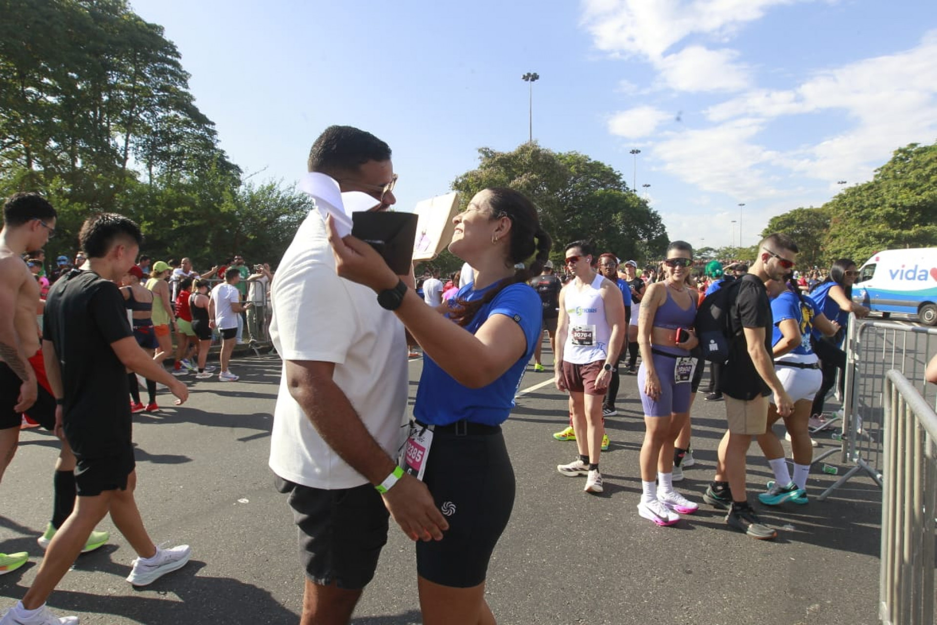 Pista de corrida foi palco para um pedido de namoro memorável - Reginaldo Pimenta/Agência O Dia