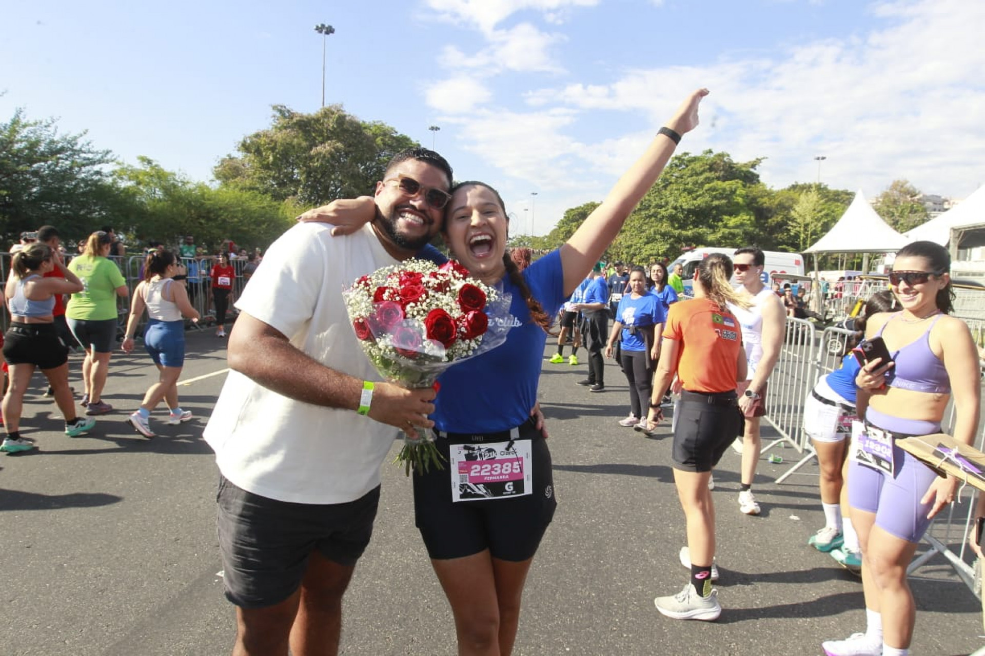 Pista de corrida foi palco para um pedido de namoro memorável - Reginaldo Pimenta/Agência O Dia