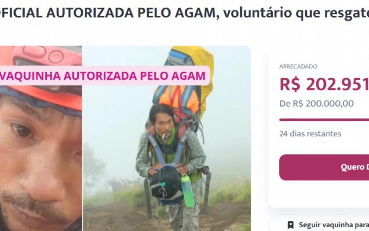 Vaquinha online para Agam Rinjani ultrapassa R$ 200 mil 