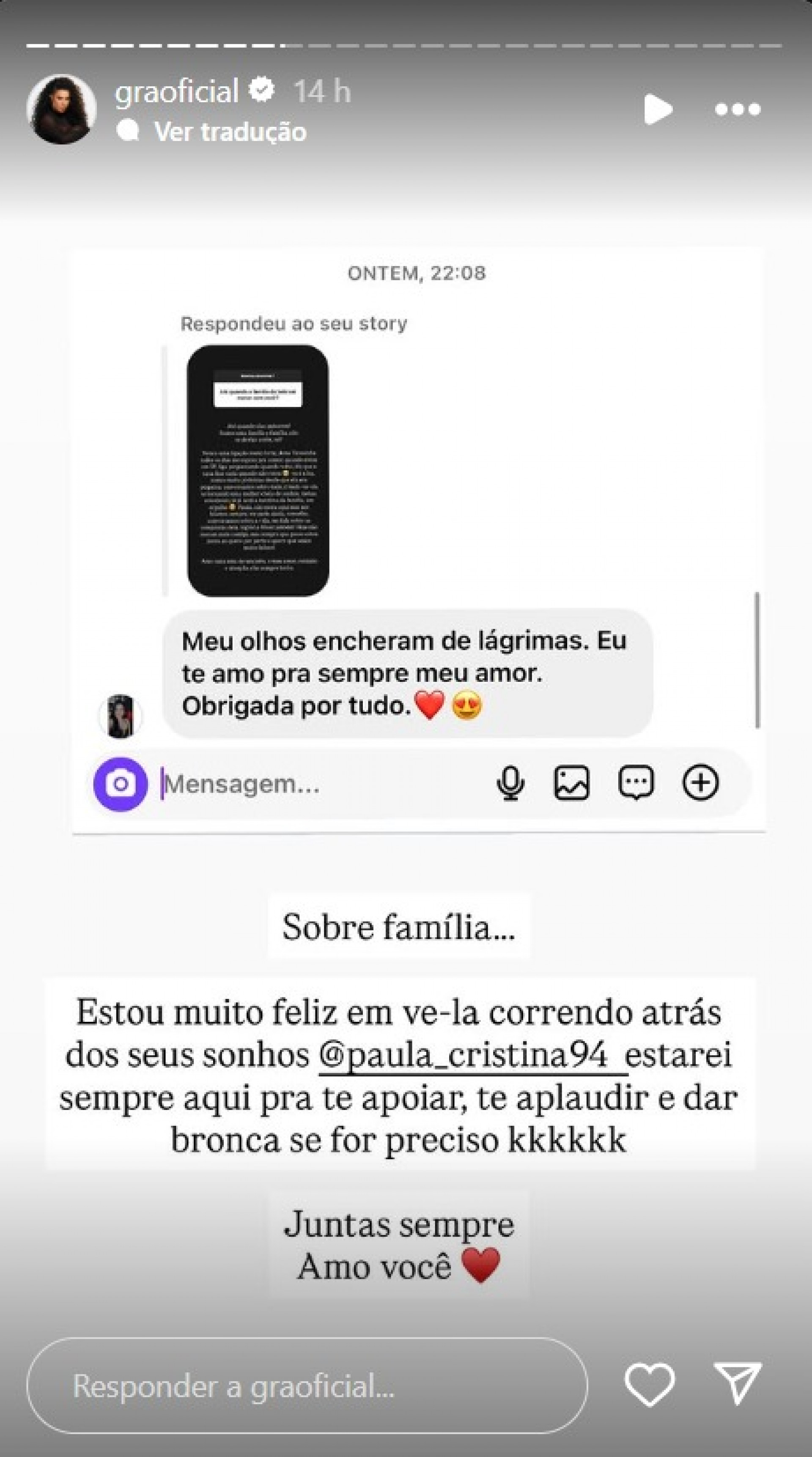 Gracyanne Barbosa se declara para filha de Belo - Reprodução Instagram