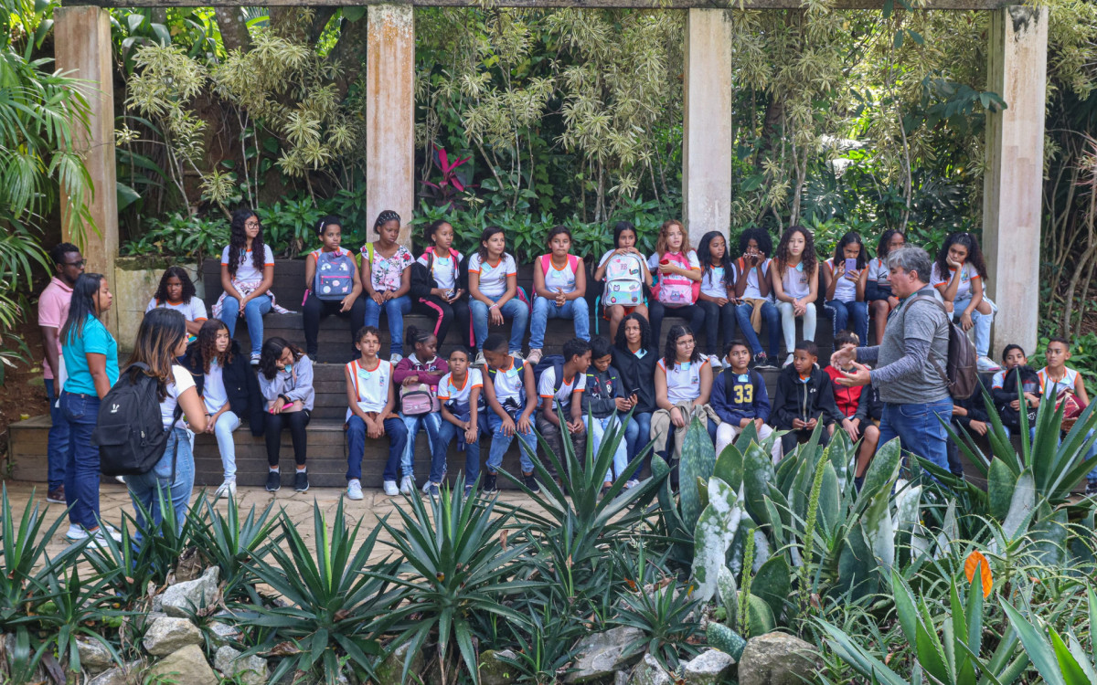 Os alunos tiveram uma aula ao ar livre sobre meio ambiente

