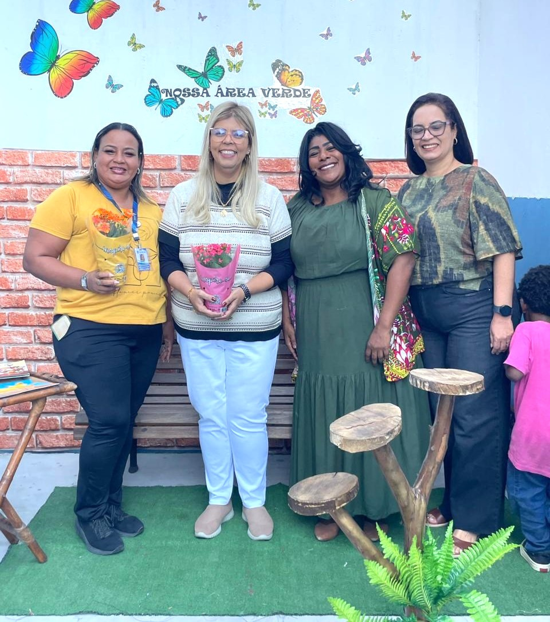 Assessora Roseane Mendes, secret&aacute;ria Sheila Boechat, diretora Patr&iacute;cia Regosino e diretora-adjunta Tatiana Alves na Feira Integrada   - Divulga&ccedil;&atilde;o / PMBR