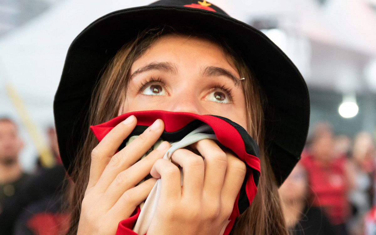 Torcedores do Flamengo marcaram presença na Fan Zone do Mundial, em Copacabana