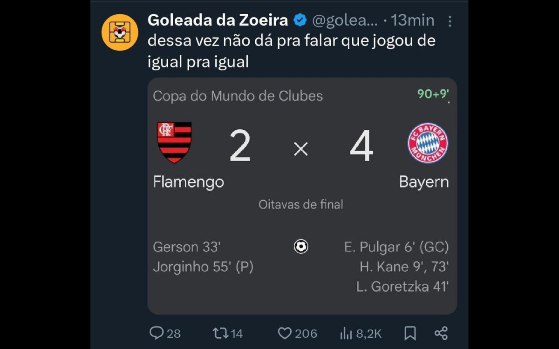 Internet não perdoou a eliminação do Flamengo para o Bayern de Munique - Reprodução / Internet
