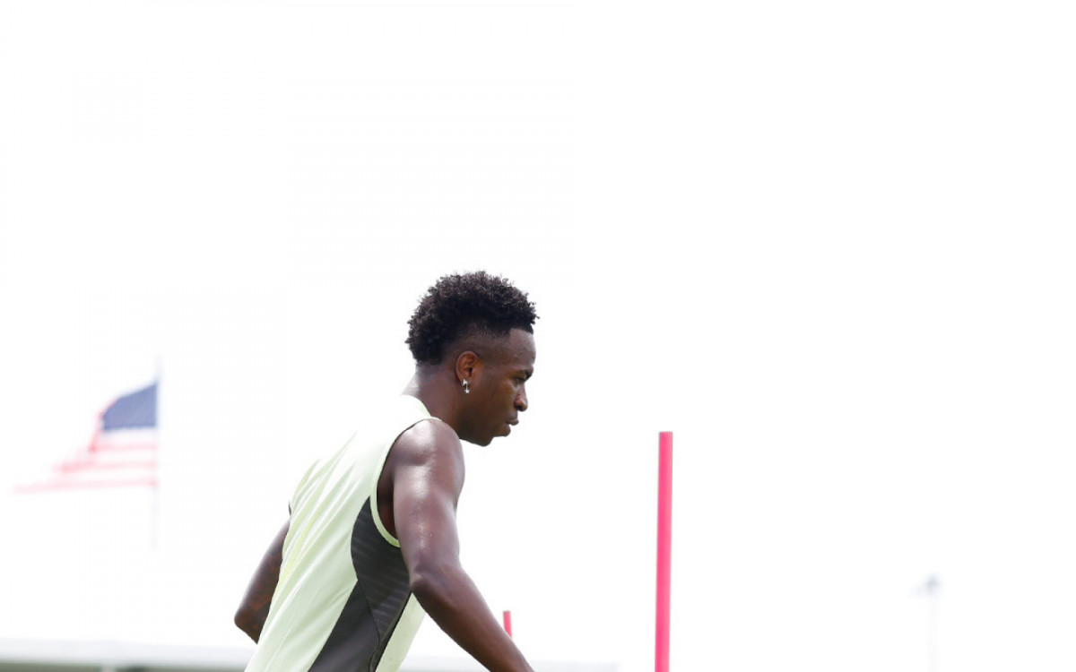 Vini Jr em treino do Real Madrid nos EUA