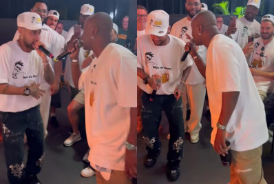 Neymar canta pagode com Thiaguinho no chá de bebê do filho do cantor com Carol Peixinho