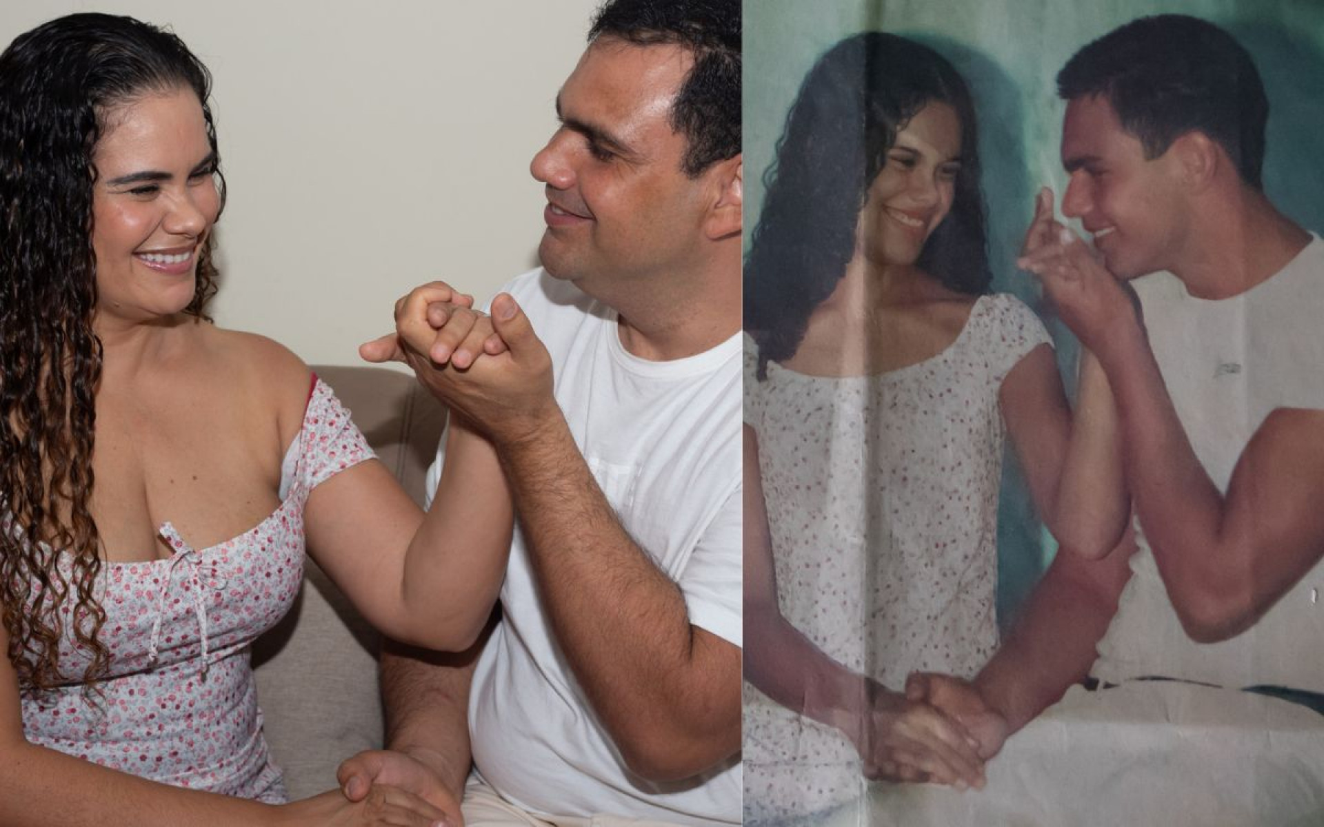 Gilciene França e Bruno Monteiro recriam foto que saiu no Jornal O DIA em 2000 - Érica Martin / Agência O Dia