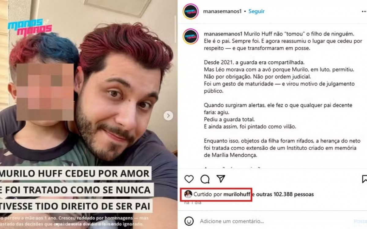 Print tirado de uma página do Instagram