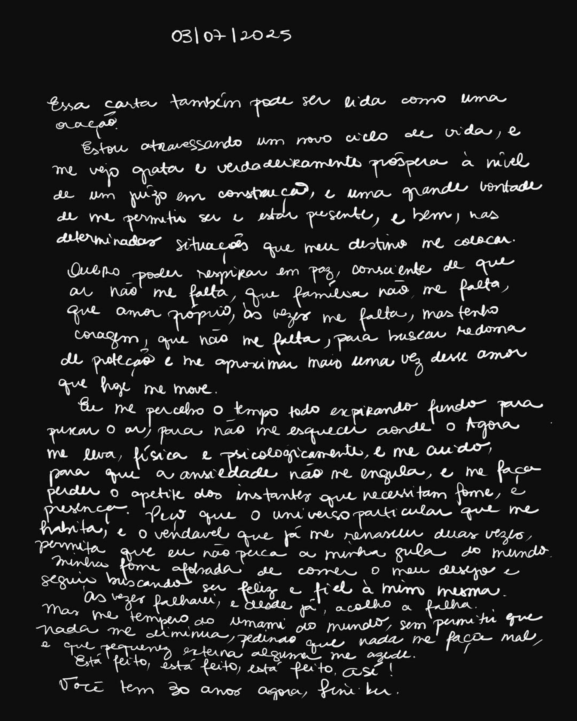 Carta aberta publicada nas redes sociais de Liniker  - Reprodução/instagram