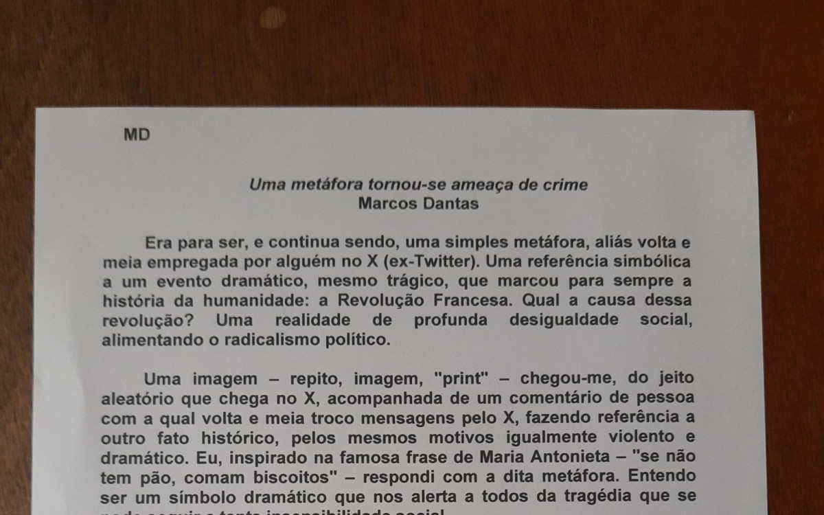 Comunicado do professor Marcos Dantas