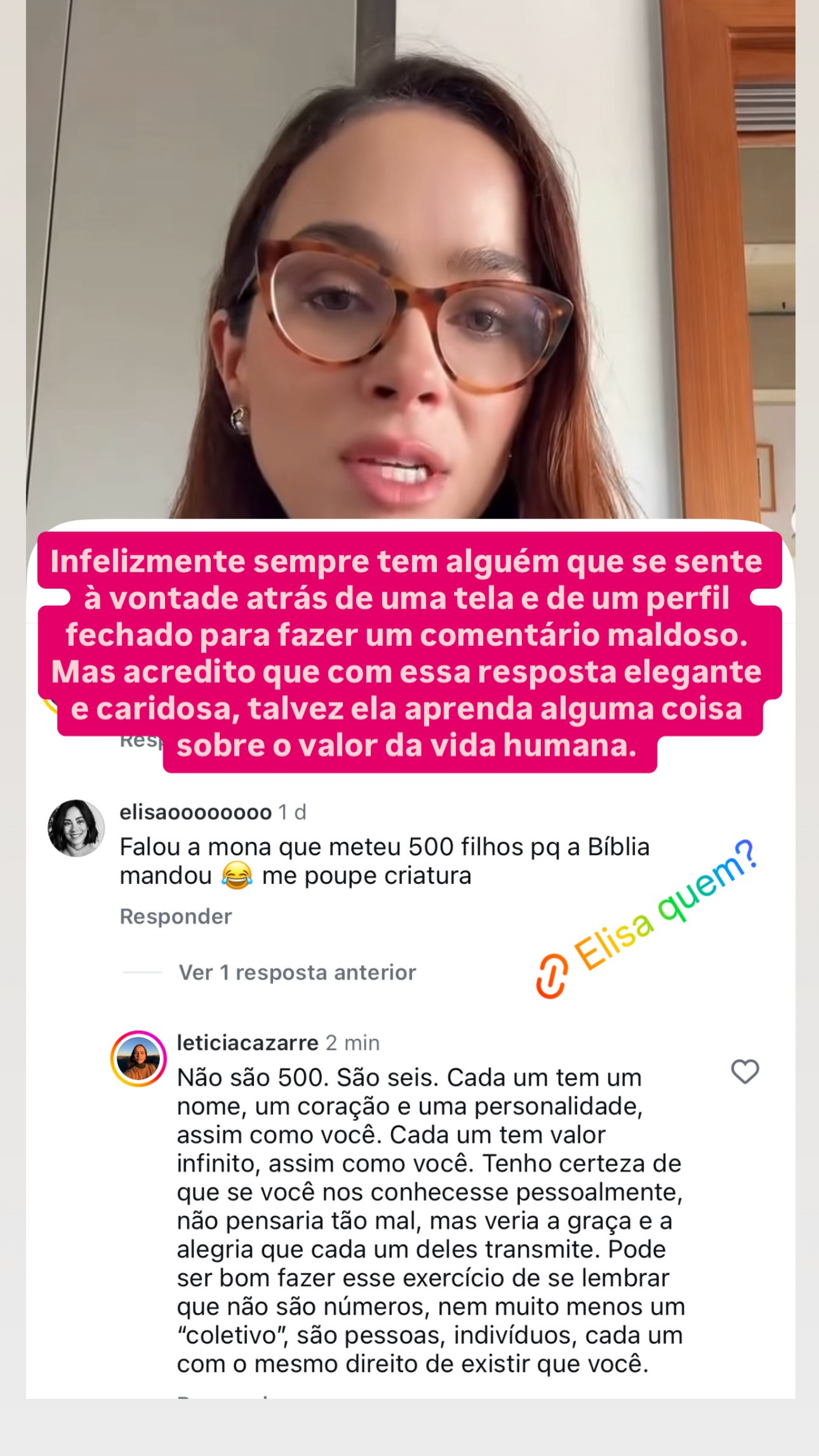 Leticia Cazarré comentou fala irônica de internauta  - Reprodução/Instagram 