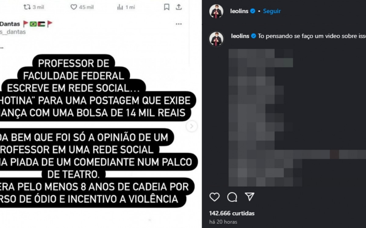 Print tirado do perfil de Leo Lins