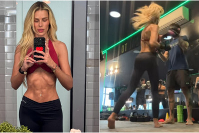 Yasmin Brunet exibe barriga sarada após aula de boxe: 'Resolvendo meus problemas no soco' 
