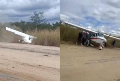 Avião ultraleve perde o controle ao pousar no interior do Ceará; veja o vídeo