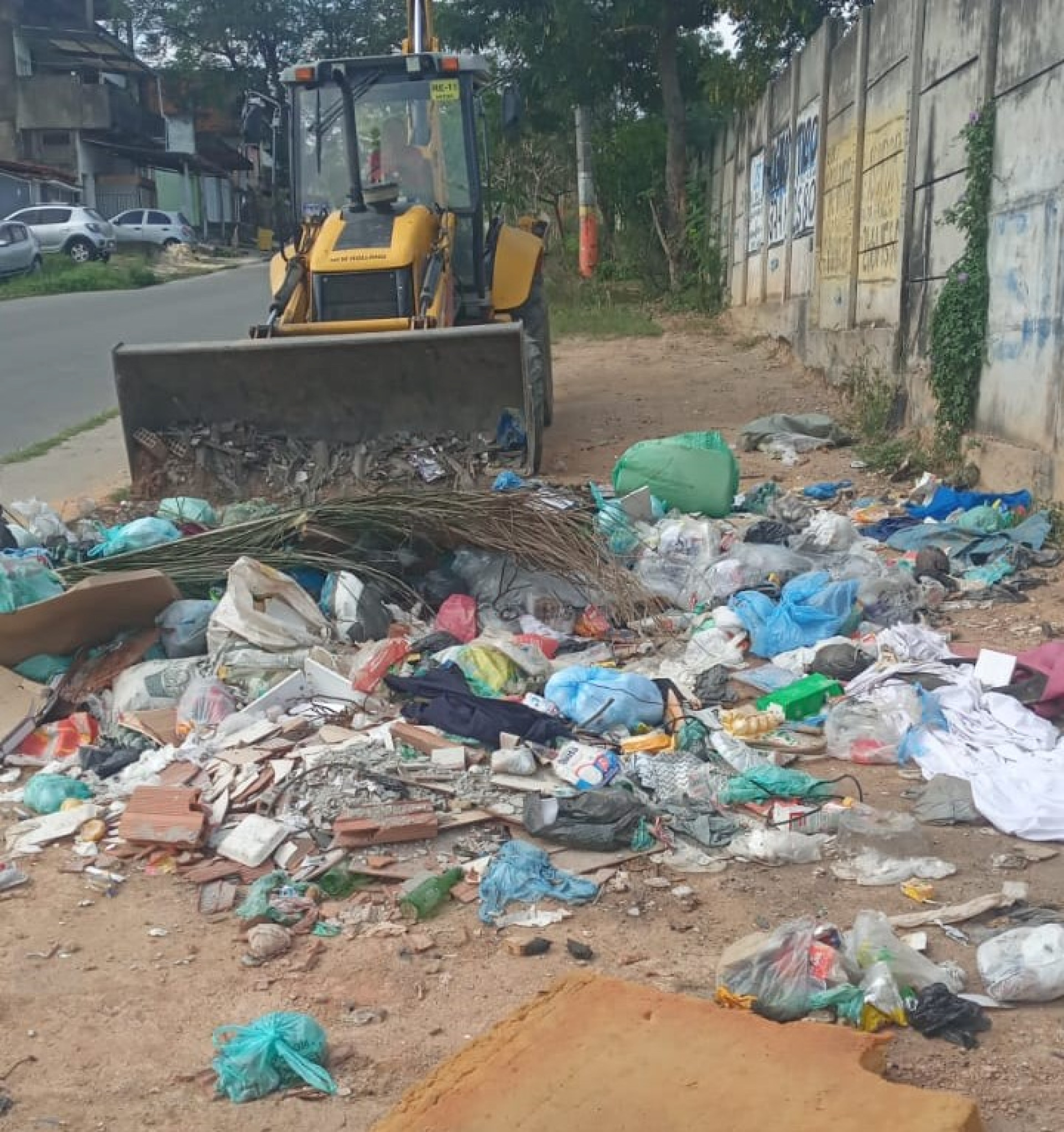 Na Rua Breno de Souza Alves, em Santa Maria, as equipes recolheram lixo e limparam os principais pontos da via