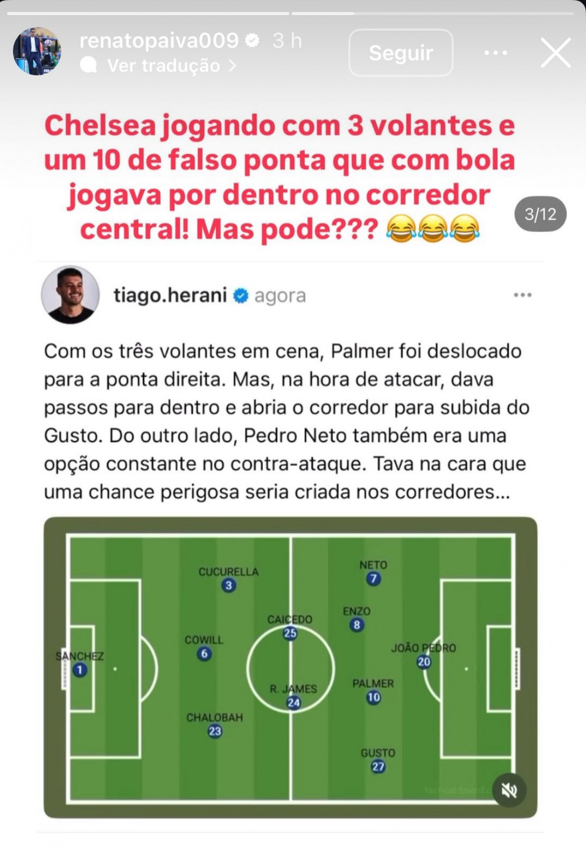 Publica&ccedil;&atilde;o de Renato Paiva no story do Instagram - Reprodu&ccedil;&atilde;o/Instagram