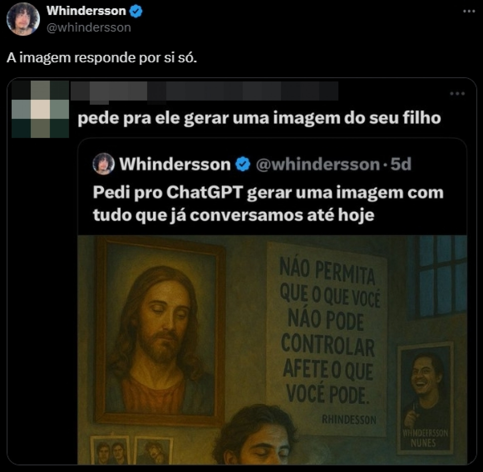 Print tirado do perfil de Whindersson na X - Reprodução/X