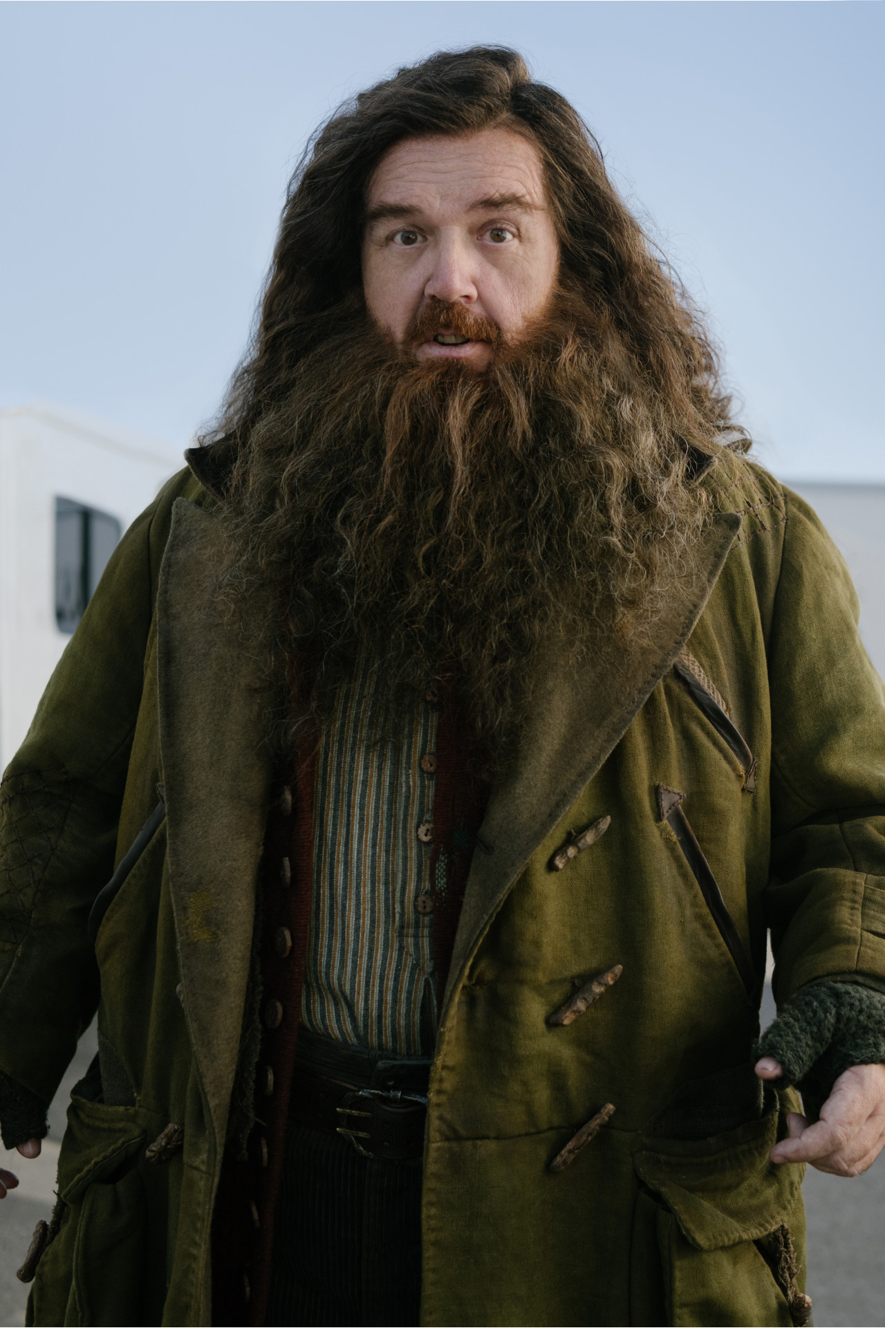 Nick Frost caracterizado como Rubeus Hagrid para a série 'Harry Potter' - HBO / Divulgação