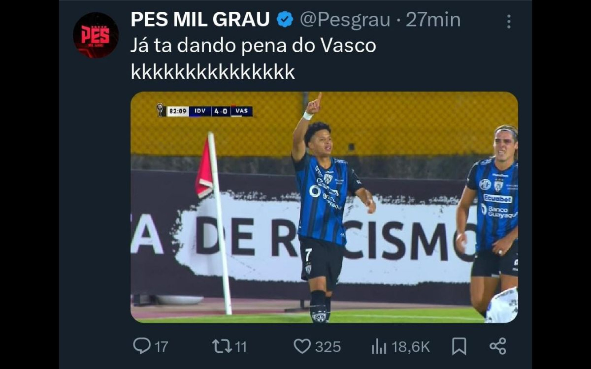 Rivais não perdoaram a goleada sofrida pelo Vasco na Sul-Americana - Reprodução / Internet