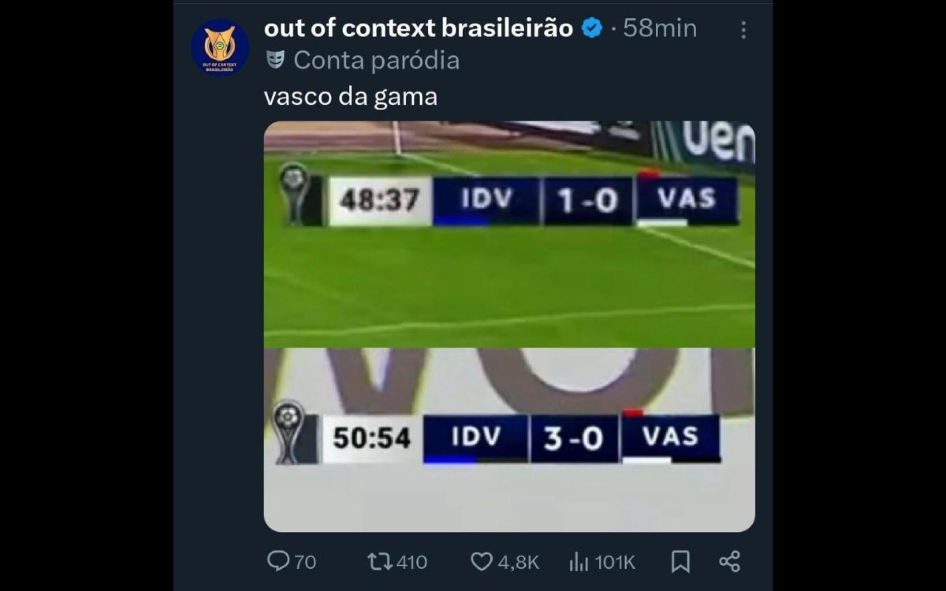 Rivais não perdoaram a goleada sofrida pelo Vasco na Sul-Americana - Reprodução / Internet