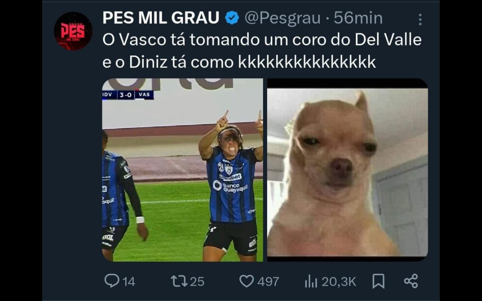 Rivais não perdoaram a goleada sofrida pelo Vasco na Sul-Americana - Reprodução / Internet