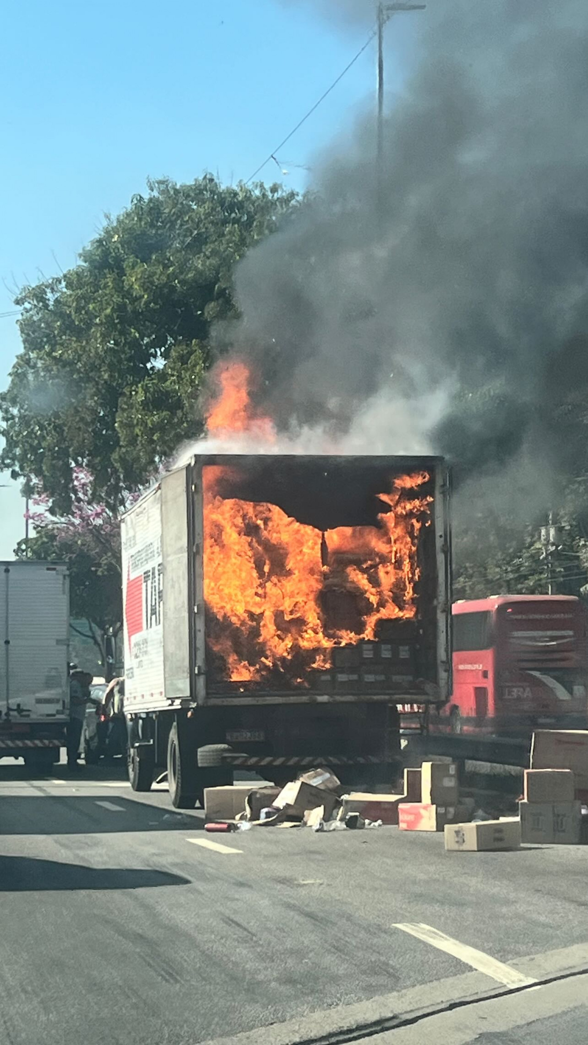 Yudi Tamashiro viveu tensão no trânsito com caminhão pegando fogo - Reprodução/Instagram