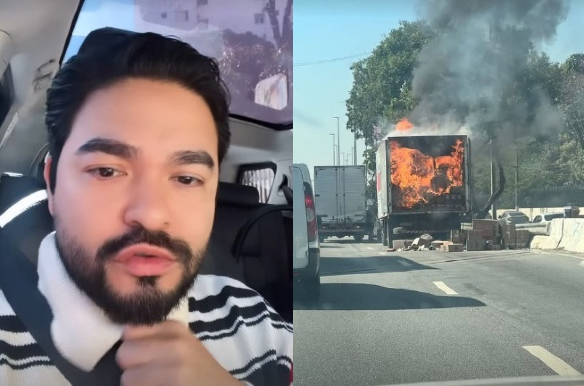 Yudi Tamashiro relatou susto com caminhão pegando fogo na Marginal - Reprodução/Instagram