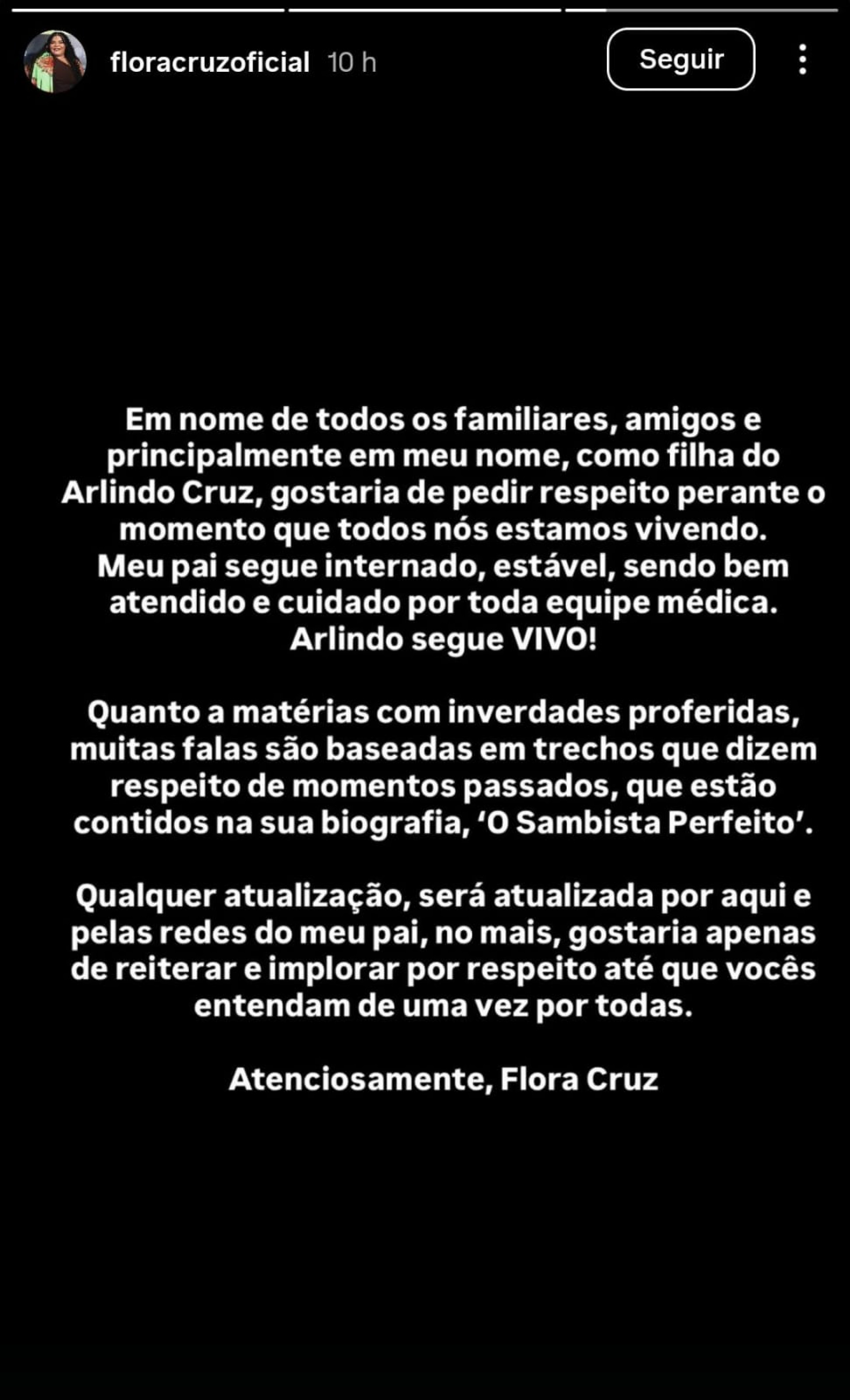 Arlindinho pede respeito pelo pai, Arlindo Cruz - Reprodução / Instagram