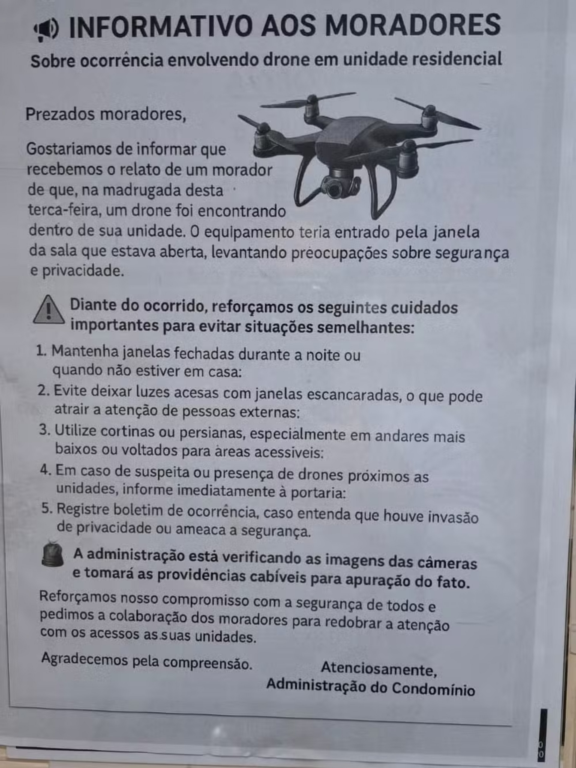 Condomínio emitiu alerta aos moradores e orientou a procurar a polícia em alguns casos - Reprodução/Redes sociais