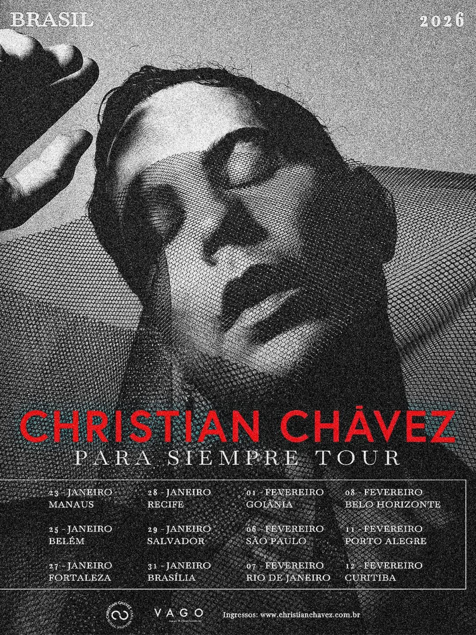Datas dos shows de Christian Chávez no Brasil  - Reprodução/Instagram