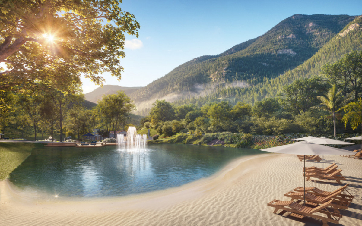 Praia artificial de residencial de terrenos inspirado na cultura portuguesa