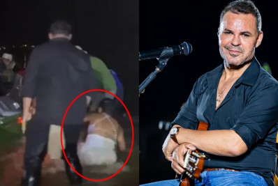 Fã é empurrada de barco ao tentar tirar foto com Eduardo Costa