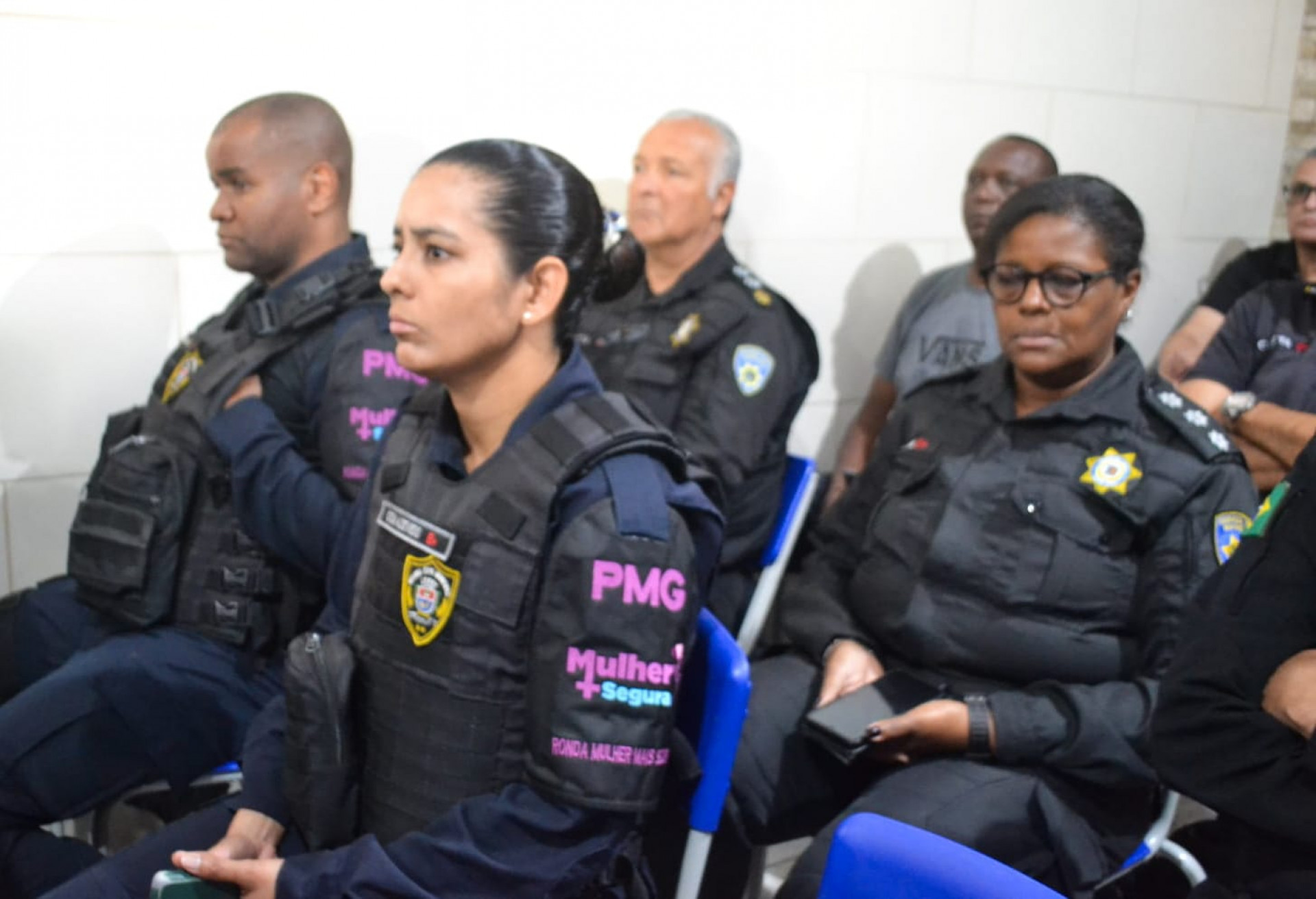 A Guarda Civil Municipal de Guapimirim tamb&eacute;m participou do encontro com especialistas em defesa da mulher - Elias Nic&aacute;cio/ PMSJM