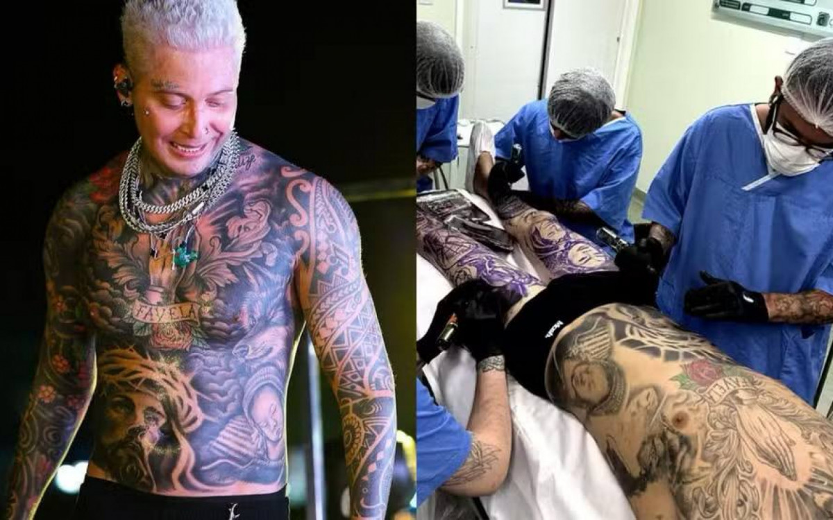 Cantor Igor Kannário também passou por um longo processo para realizar tatuagens - Reprodução/redes sociais