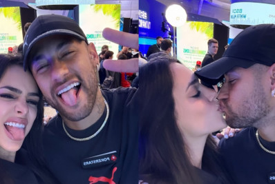 Neymar troca beijinhos com Bruna Biancardi: 'Dia de relaxar'