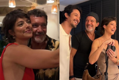 Ágatha Moreira encontra Antonio Banderas na Espanha e mostra bastidores