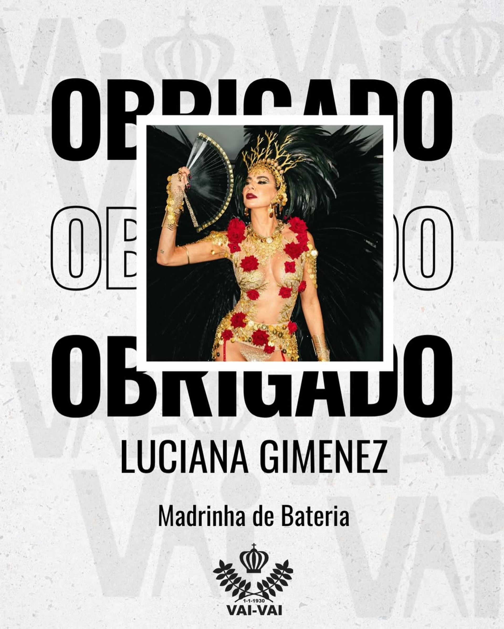 Vai-Vai anunciou saída de Luciana Gimenez - Reprodução/Instagram