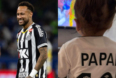 Helena, filha de Neymar, usa camisa do Santos com autógrafo especial