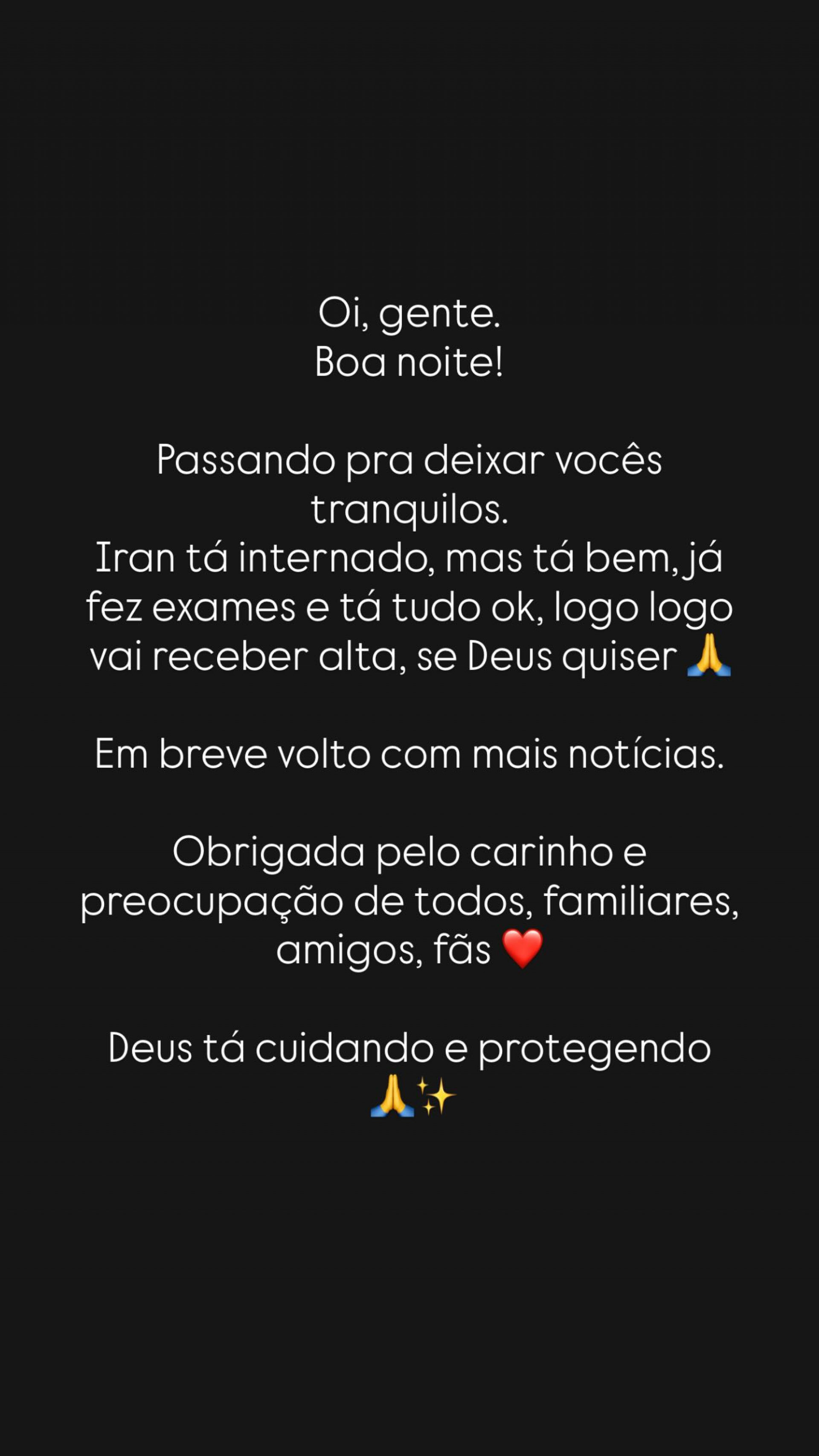 Távila Gomes informou sobre estado de saúde do namorado, Luva de Pedreiro  - Reprodução/Instagram