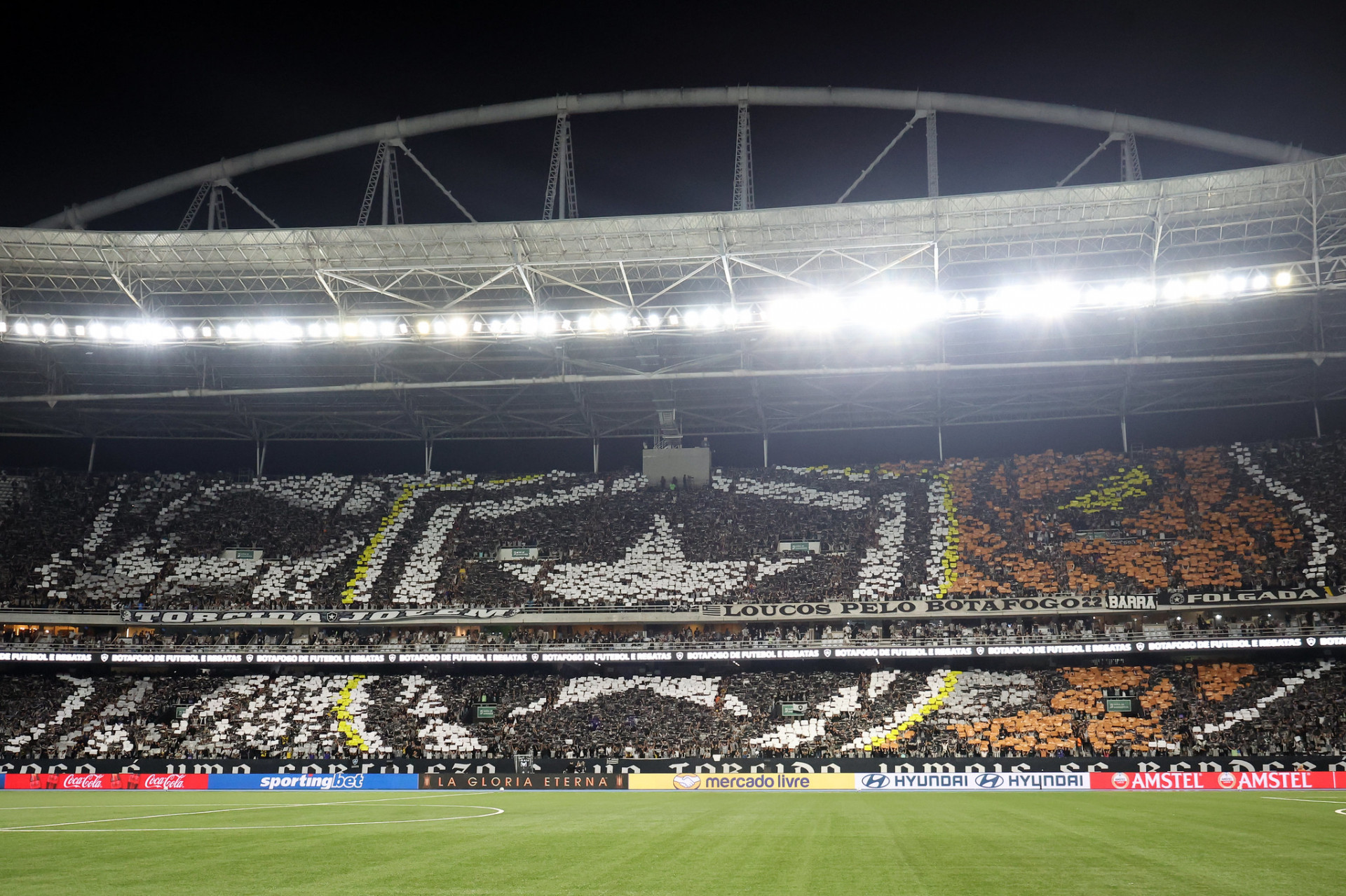 Torcida do Botafogo fez um mosaico no jogo contra a LDU, do Equador, no Nilton Santos - Vitor Silva/Botafogo