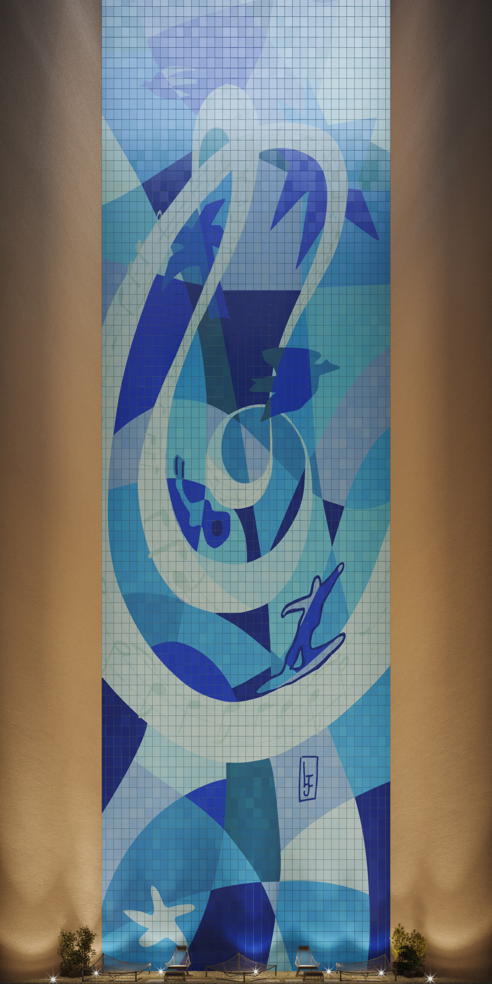 Painel de artista plástico que estará em fachada de residencial com estúdios em Copacabana