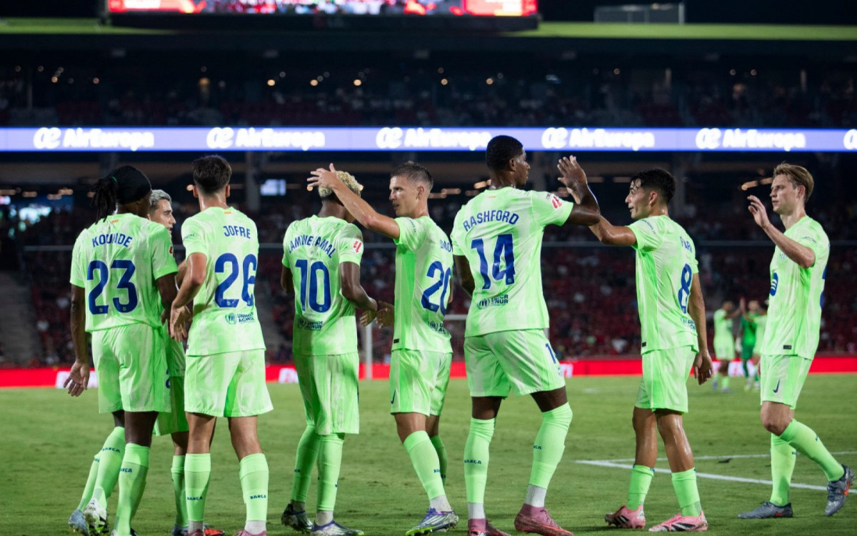 Comemoração dos jogadores do Barcelona