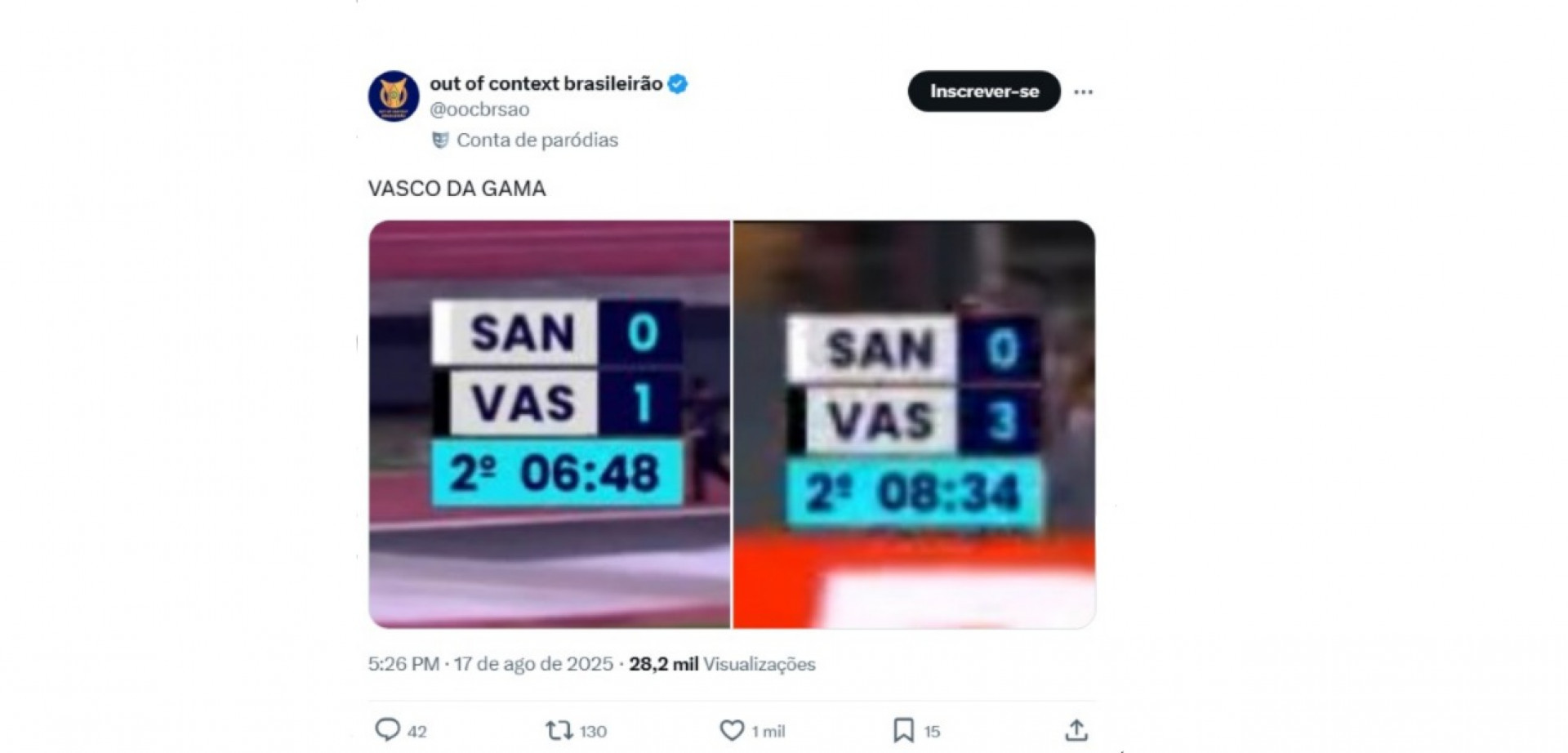Internautas fizeram vários memes sobre a goleada do Vasco de 6 a 0 sobre o Santos, no MorumBis - Reprodução de redes sociais