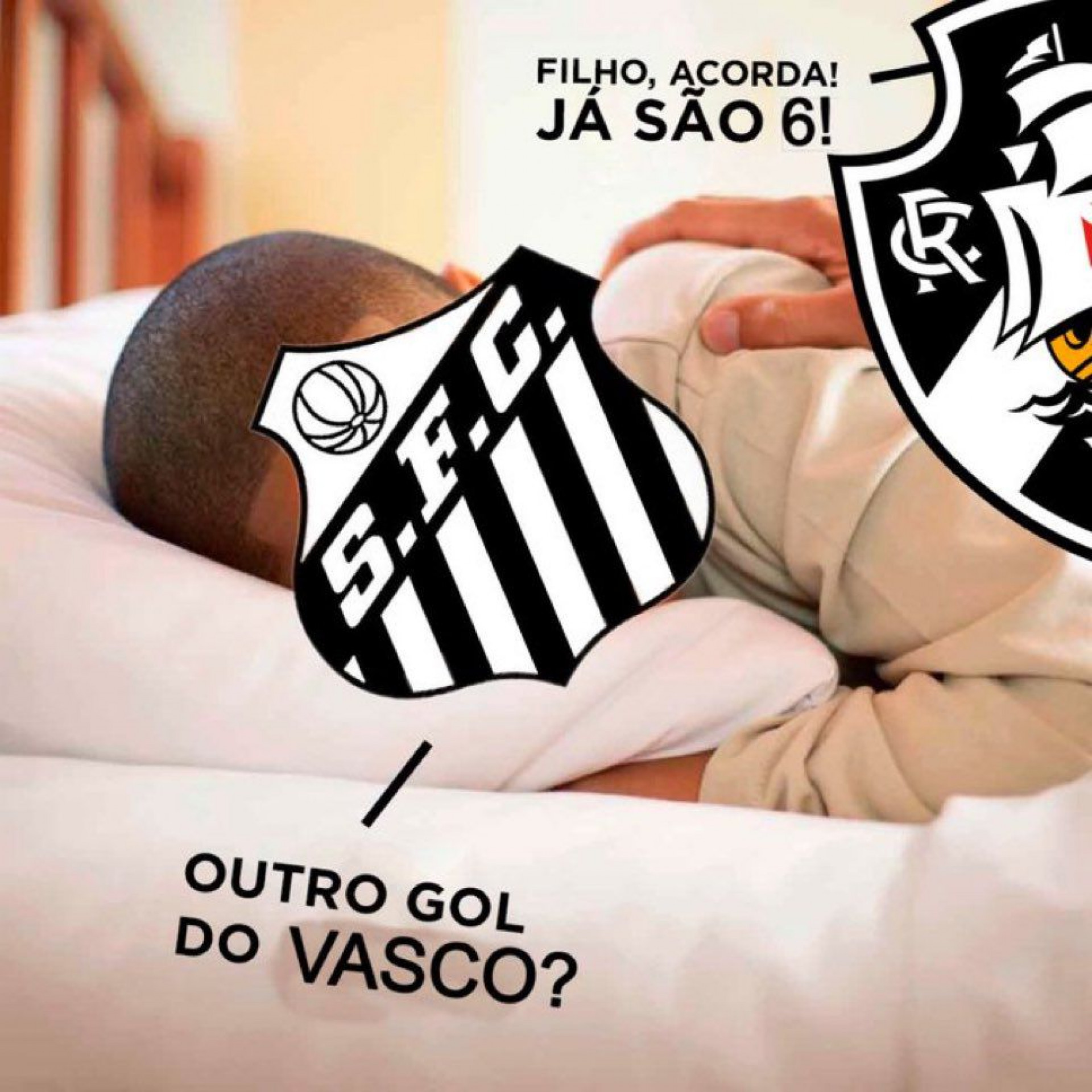 Internautas fizeram vários memes sobre a goleada do Vasco de 6 a 0 sobre o Santos, no MorumBis - Reprodução de redes sociais
