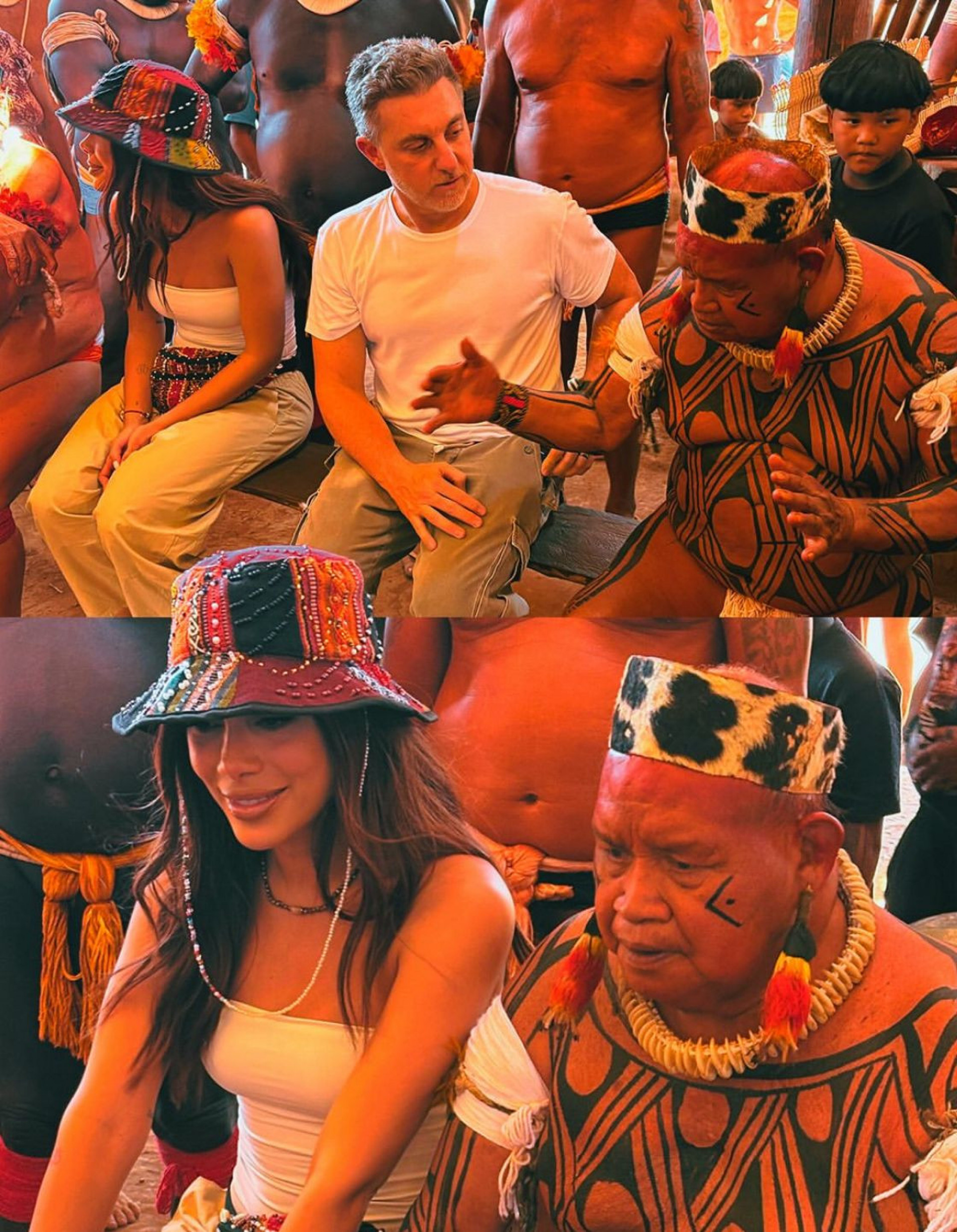 Anitta e Luciano Huck visitam aldeia indígena no Xingu - Reprodução / Instagram