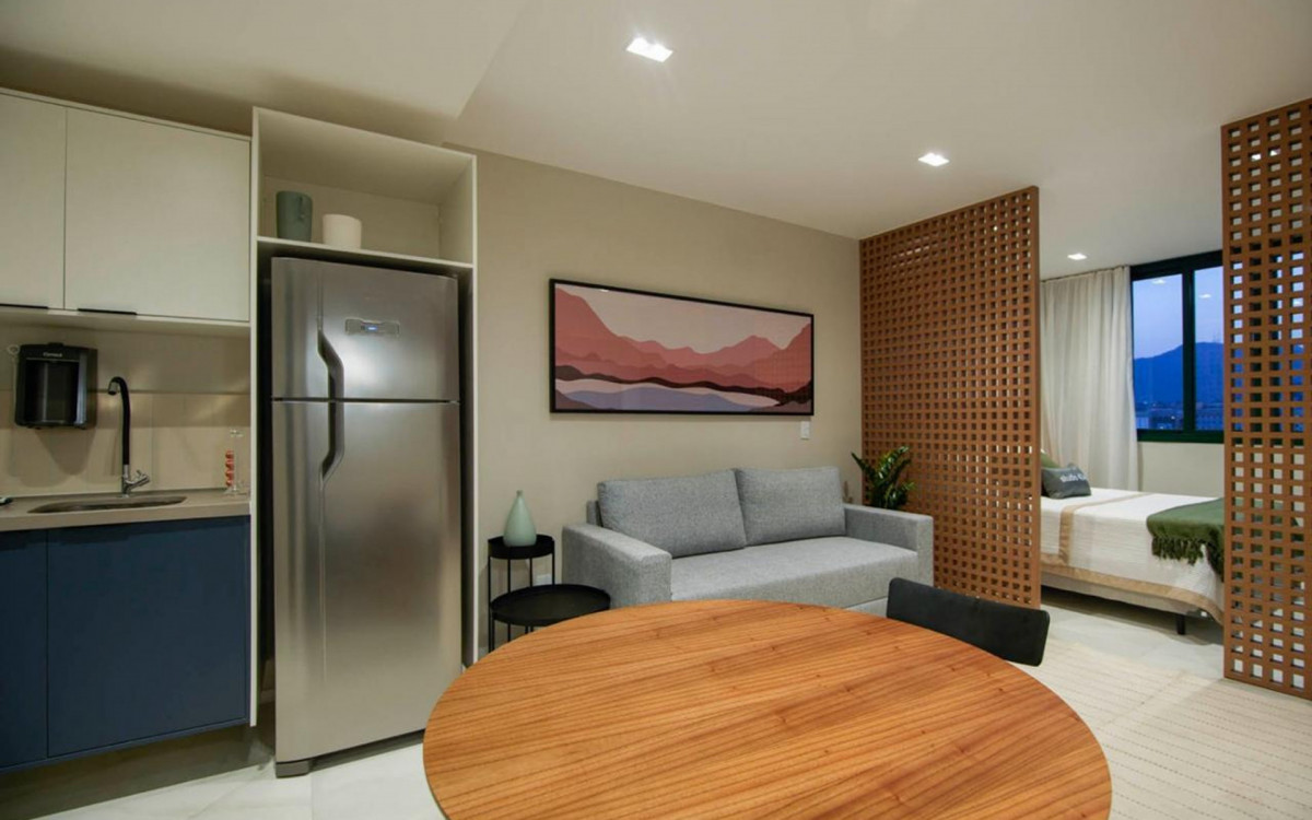 Estúdio de prédio na Rua Gonçalves Dias, 46, que foi o primeiro retrofit corporativo do Centro do Rio que se transformou em residencial