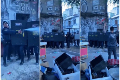 Vídeo: Guarda municipal lança spray de pimenta em integrantes do Teatro de Contêiner em desocupação em SP
